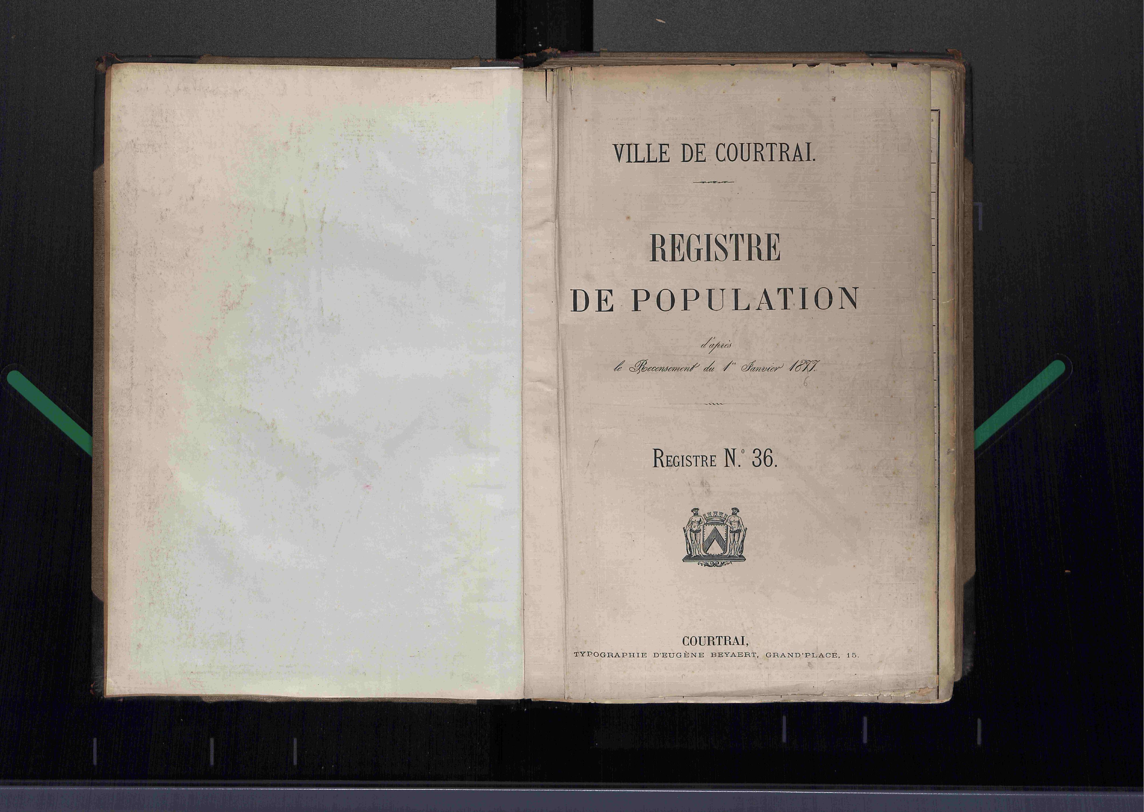 Bevolkingsregister Kortrijk 1866 boek 36