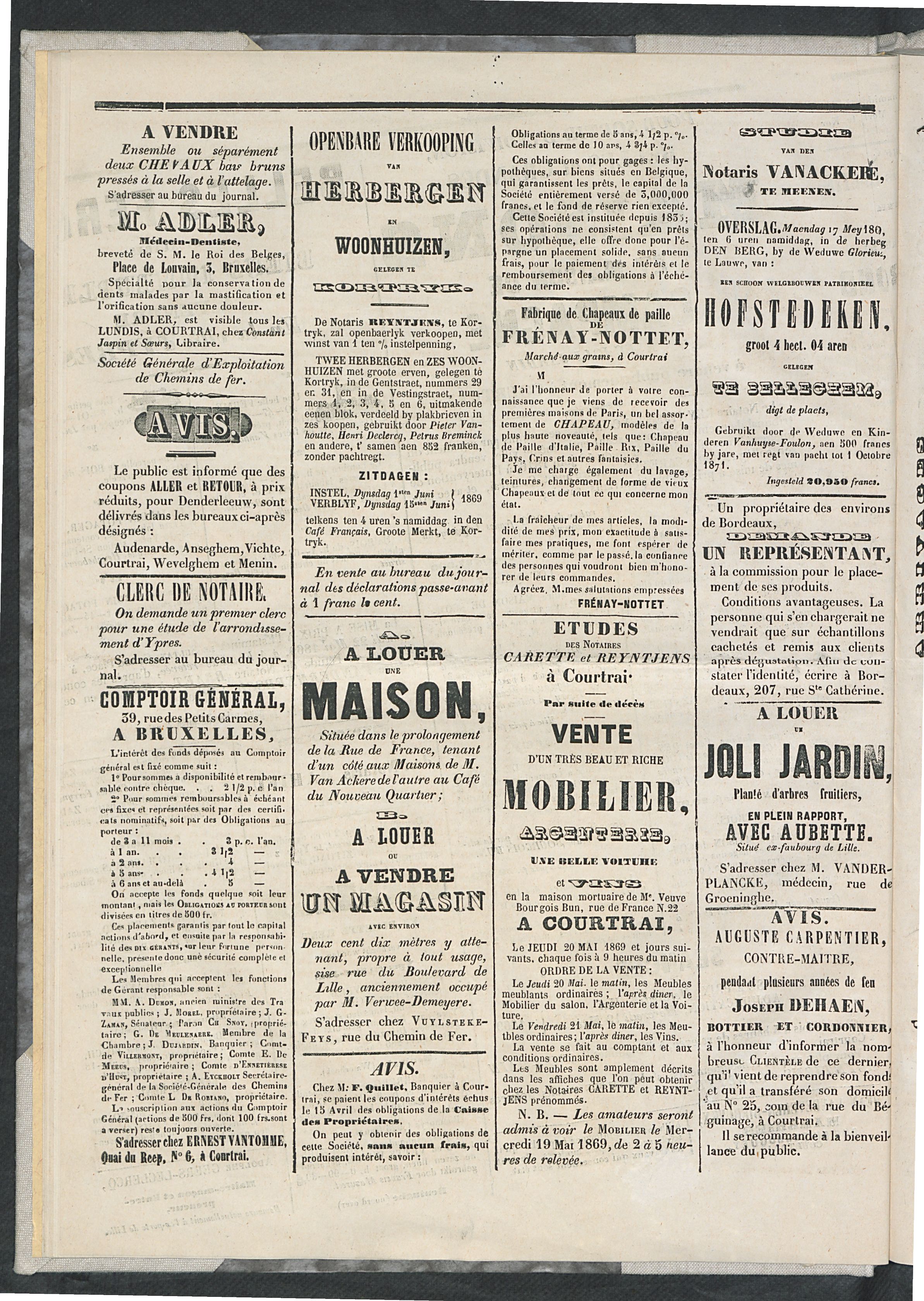 L'echo De Courtrai 1869-05-16 p4