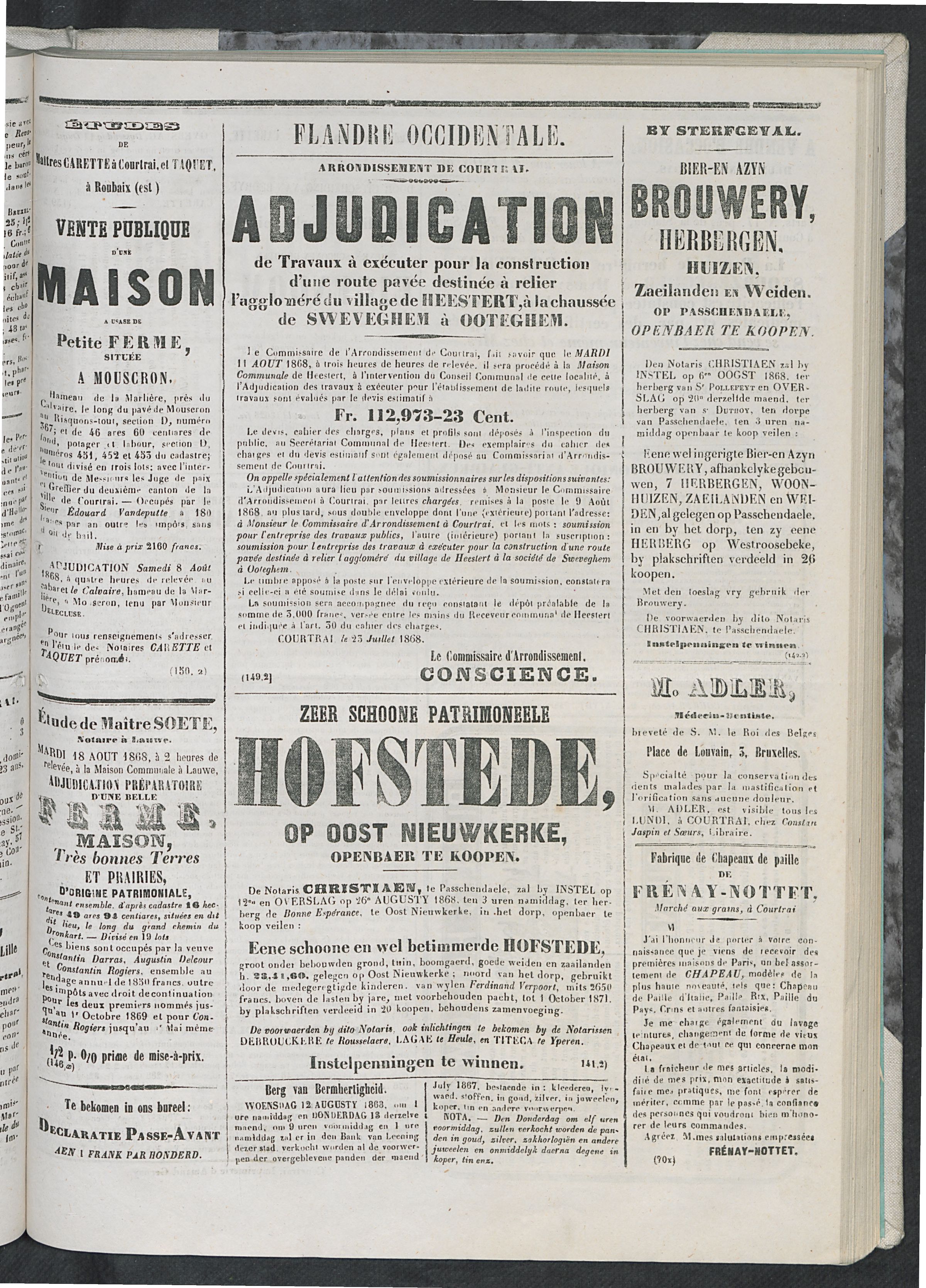 L'echo De Courtrai 1868-07-31 p3