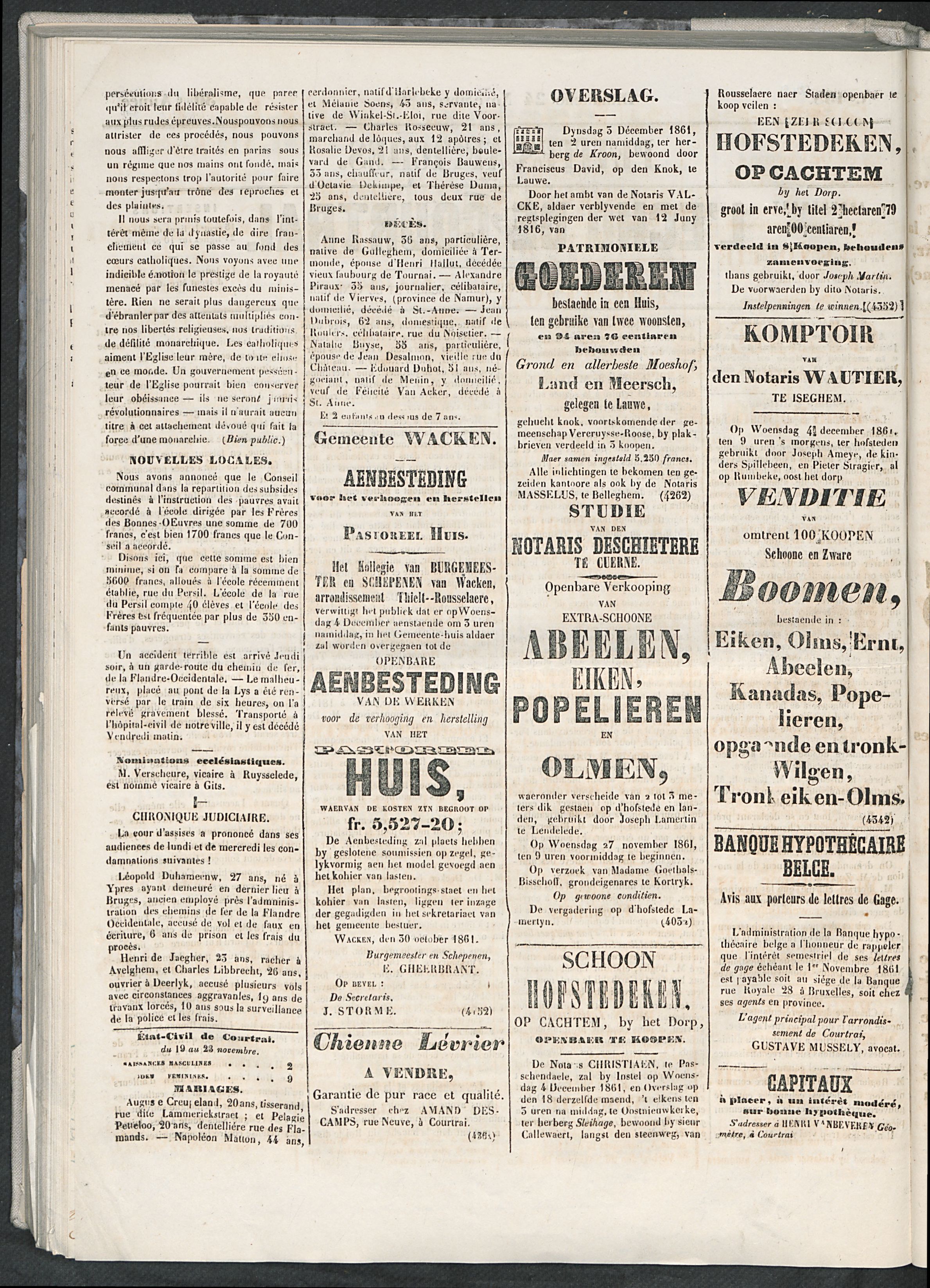 L'echo De Courtrai 1861-11-24 p2
