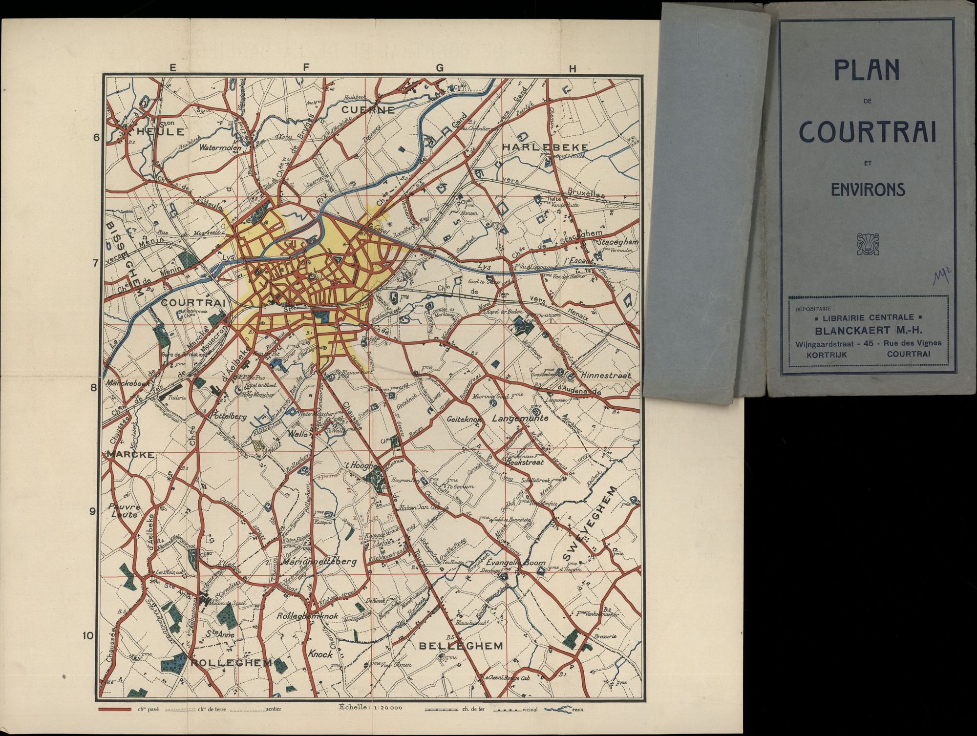 Plattegrond van Kortrijk en omgeving, 20ste eeuw