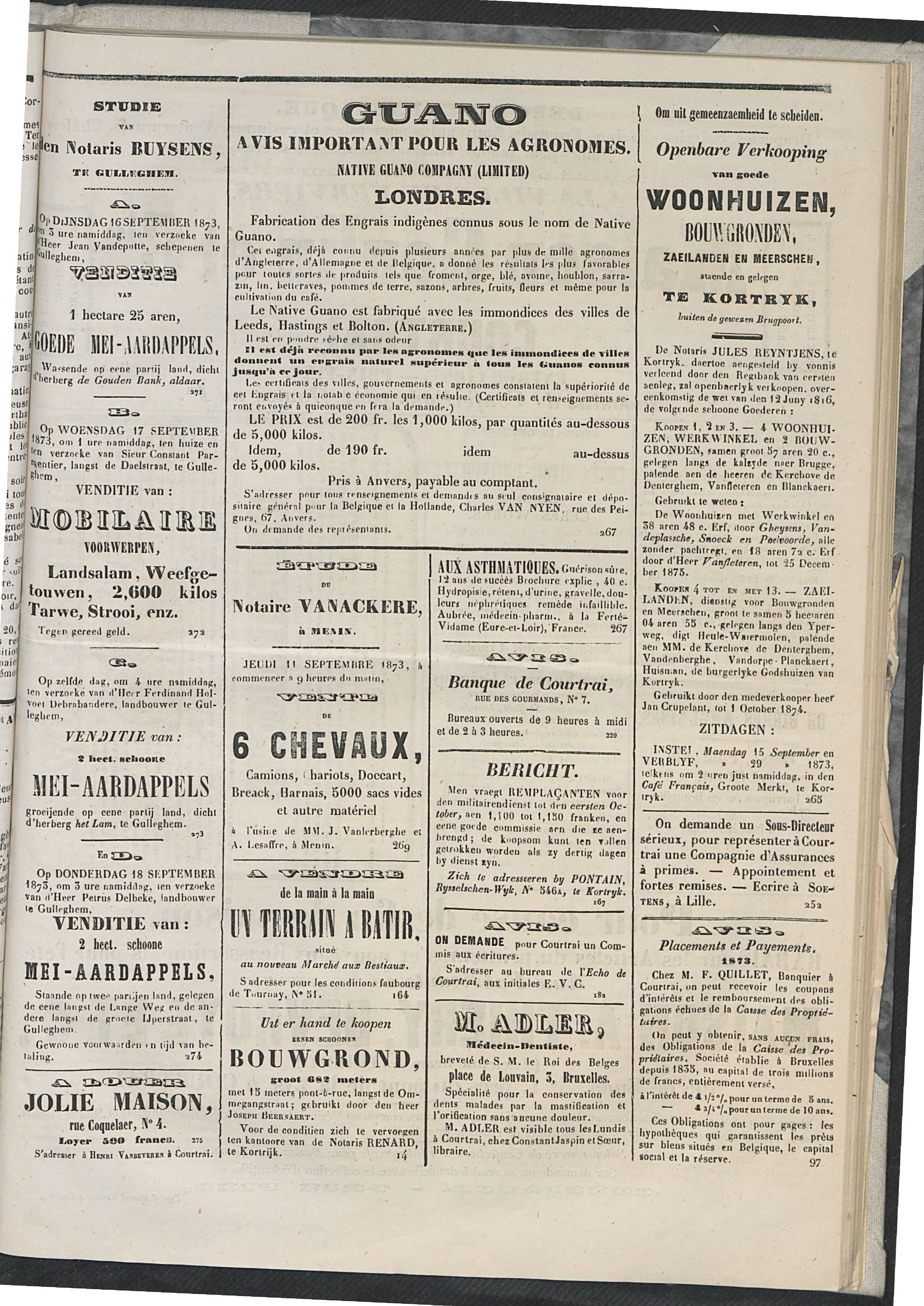L'echo De Courtrai 1873-09-11 p3