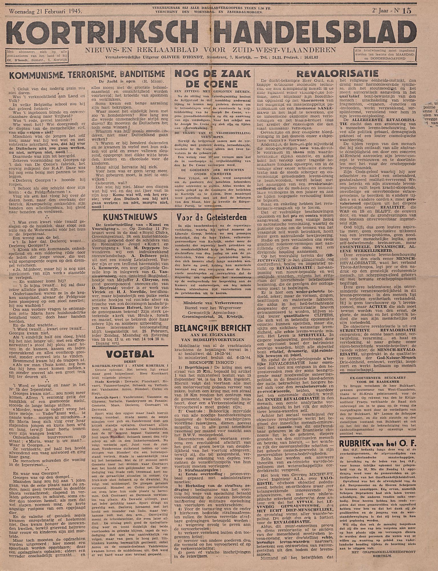 Kortrijksch Handelsblad 1945