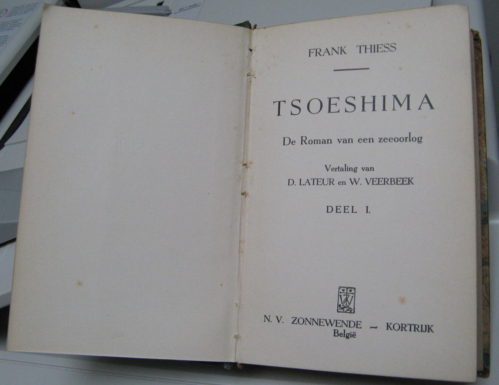 Frank Thiess, roman "Tsoeshima"