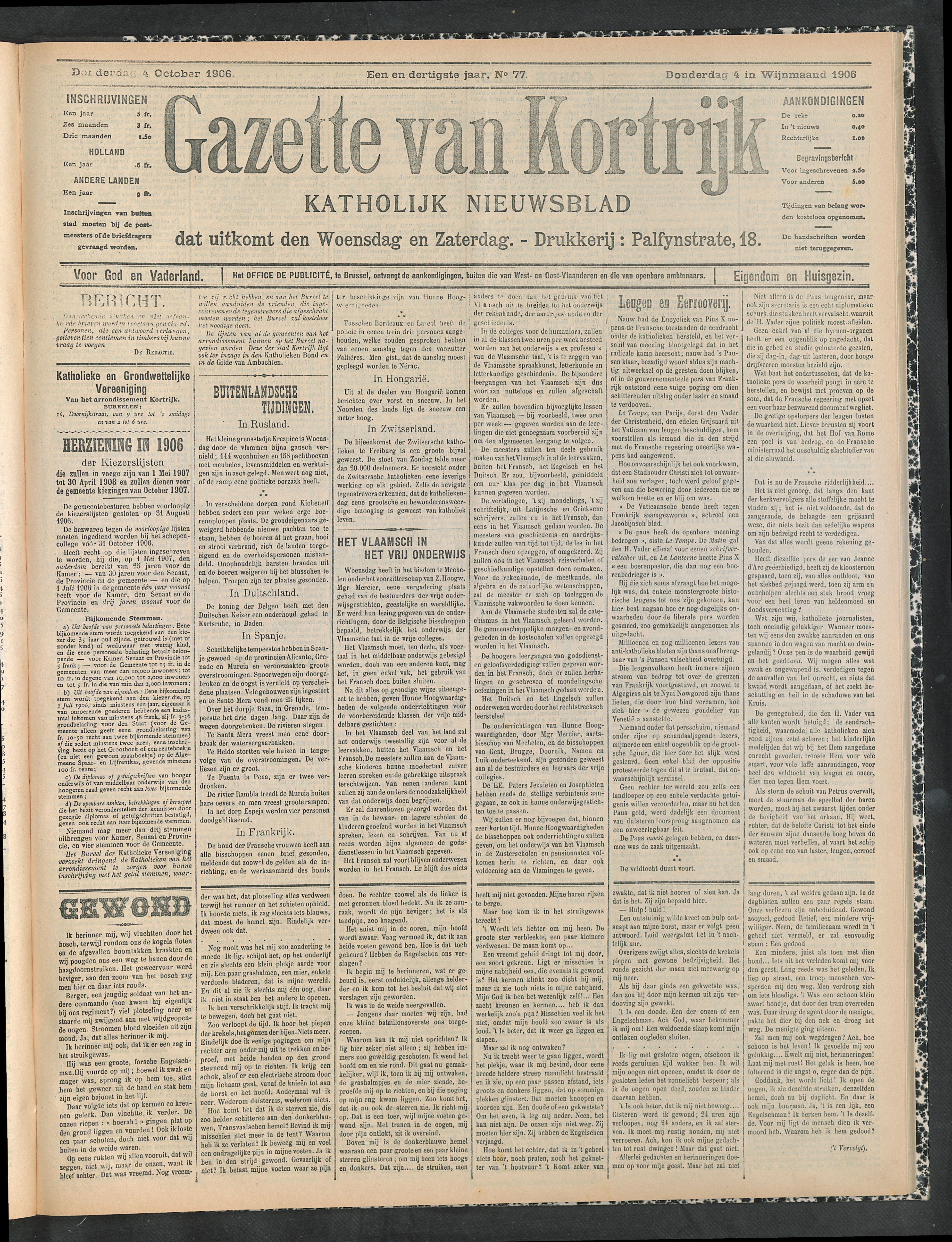 Gazette Van Kortrijk 1906-10-04 p1
