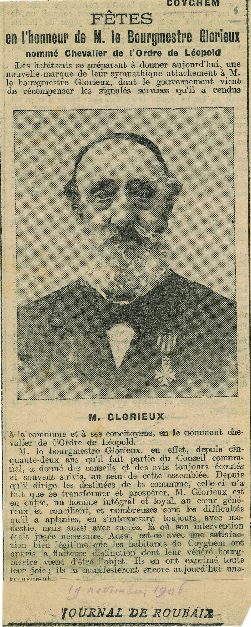 Dhr. Glorieux, burgemeester van Kooigem 1906