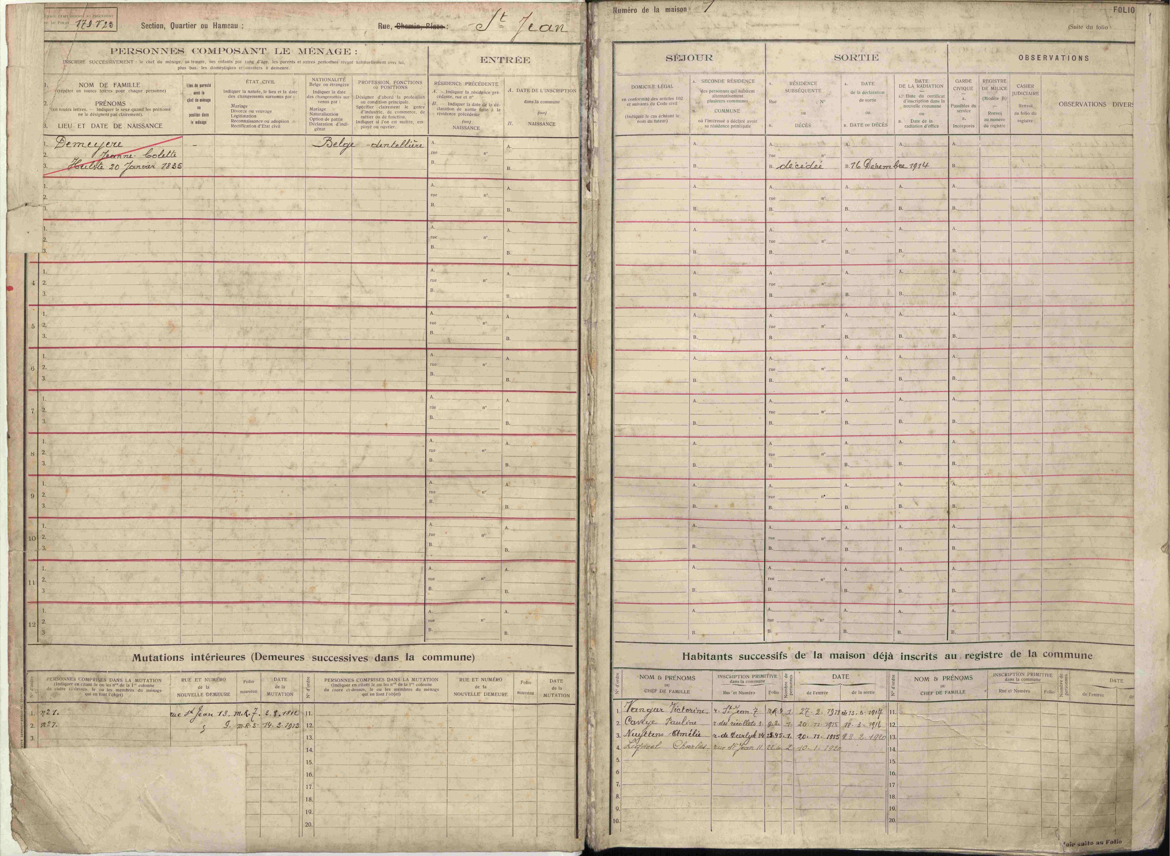 Bevolkingsregister Kortrijk 1910 boek 22