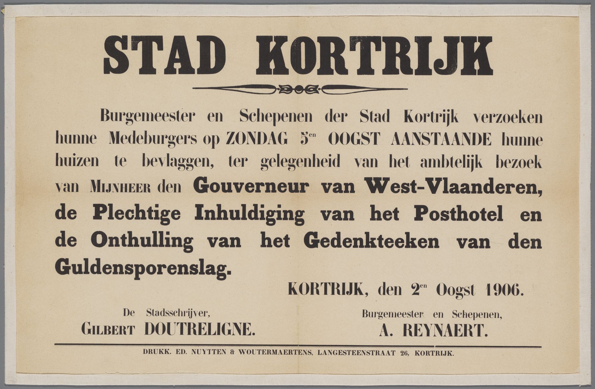 Oproep om de huizen te bevlaggen1906