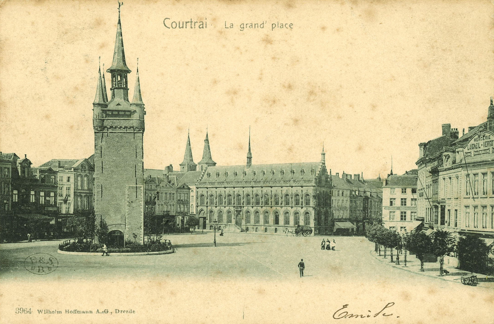 Grote Markt met Belfort, stadhuis en Leiestraat