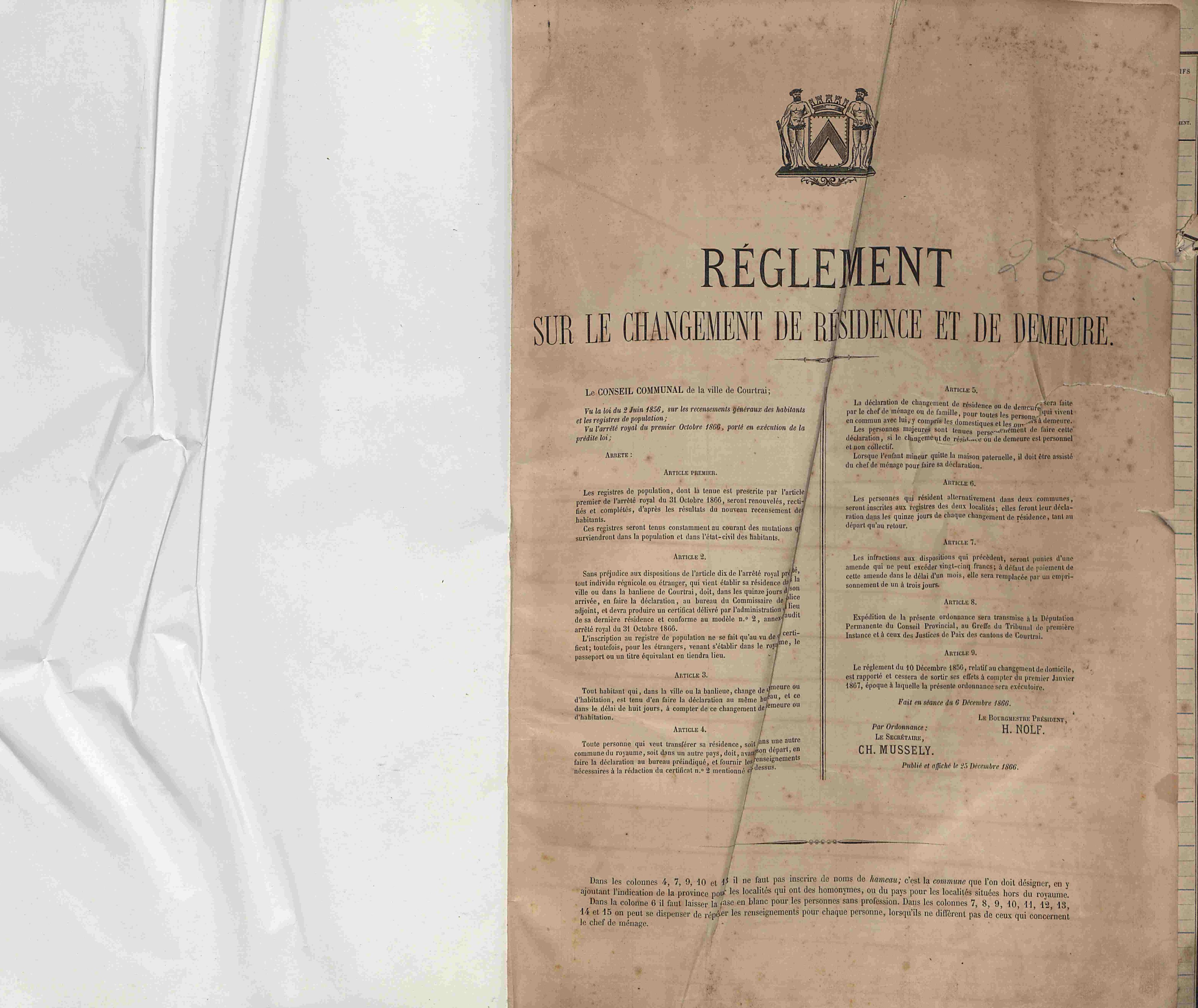 Bevolkingsregister Kortrijk 1866 boek 25