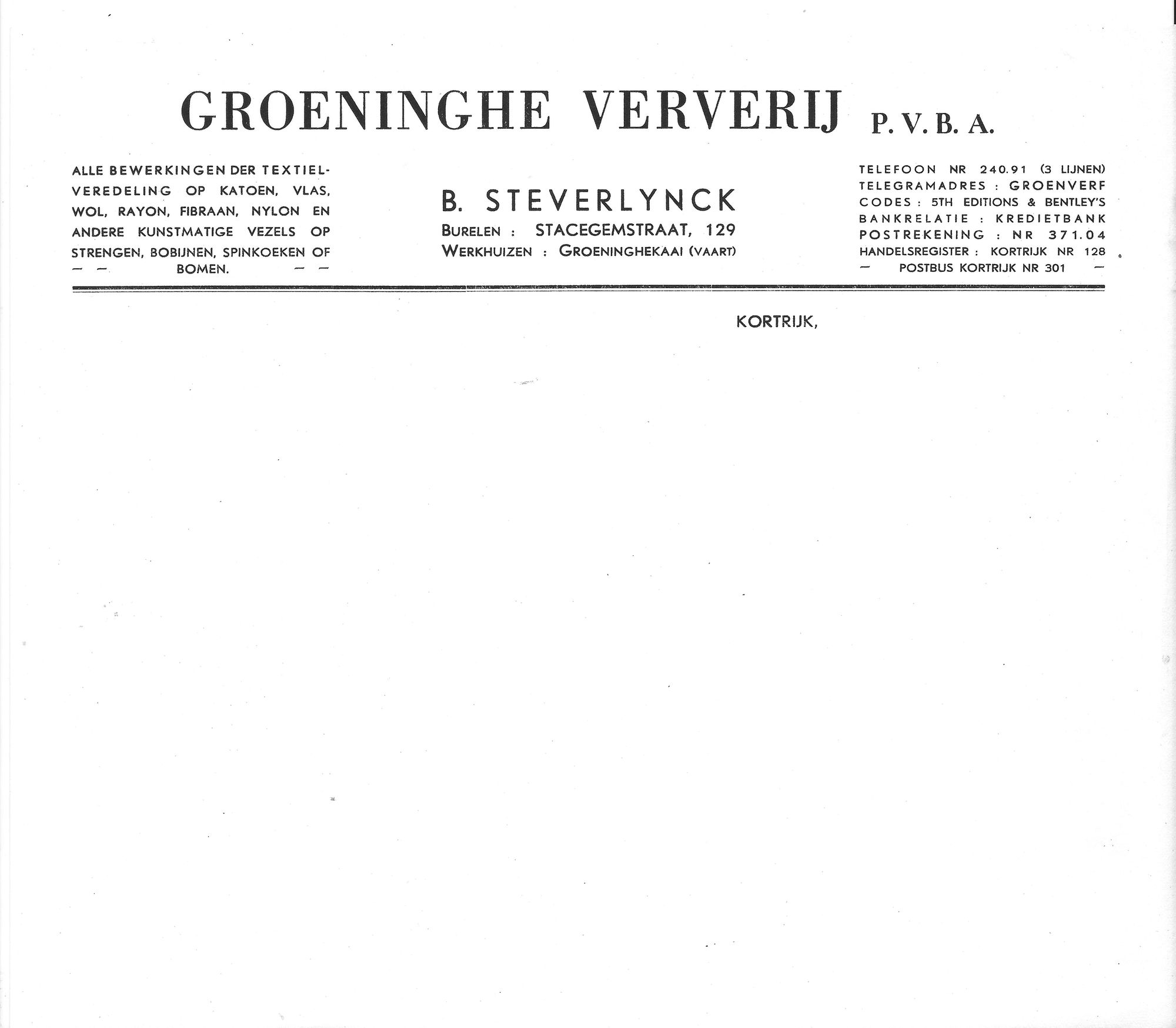 Groeninghe Ververij: briefhoofd