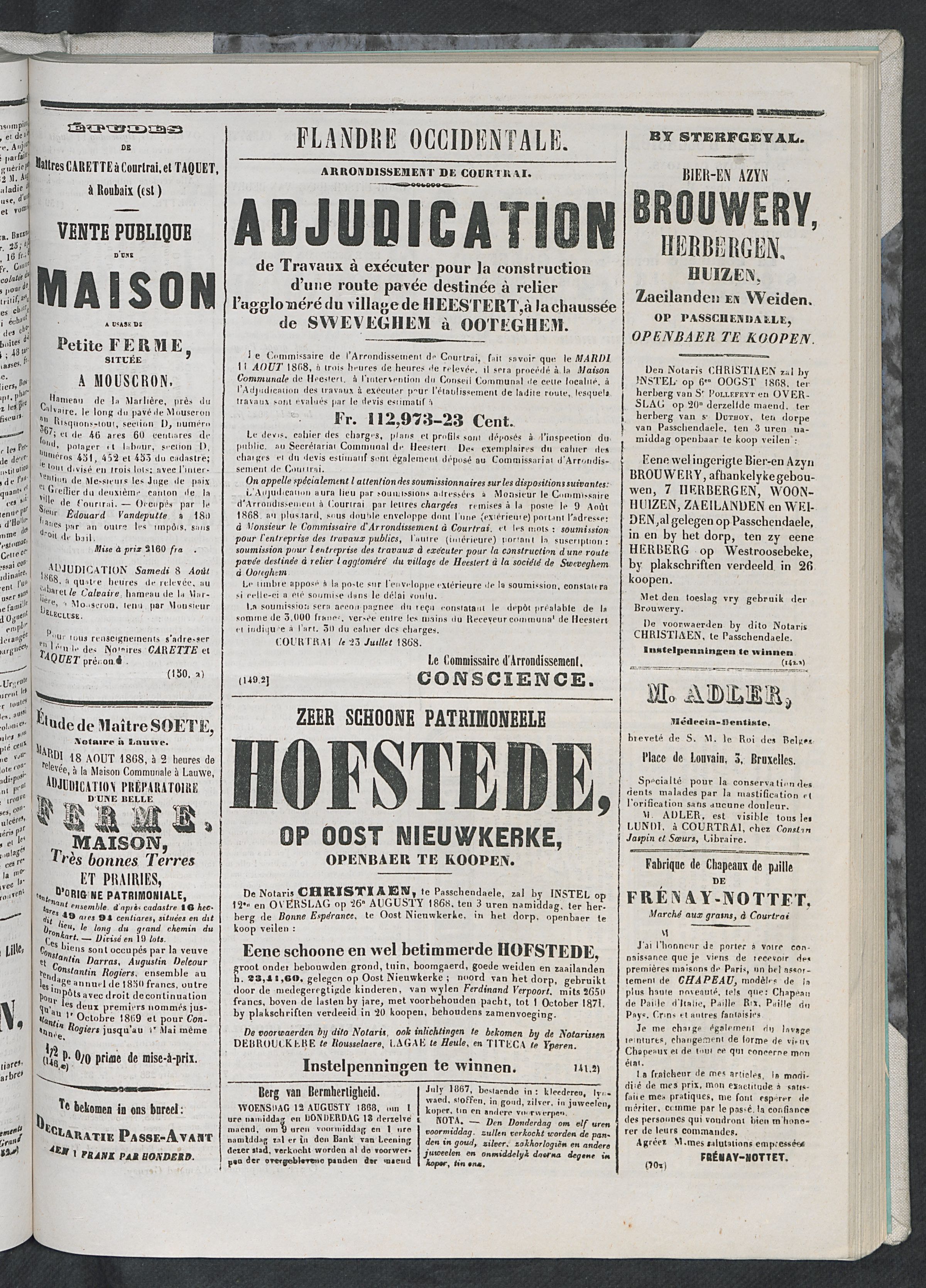 L'echo De Courtrai 1868-08-02 p3