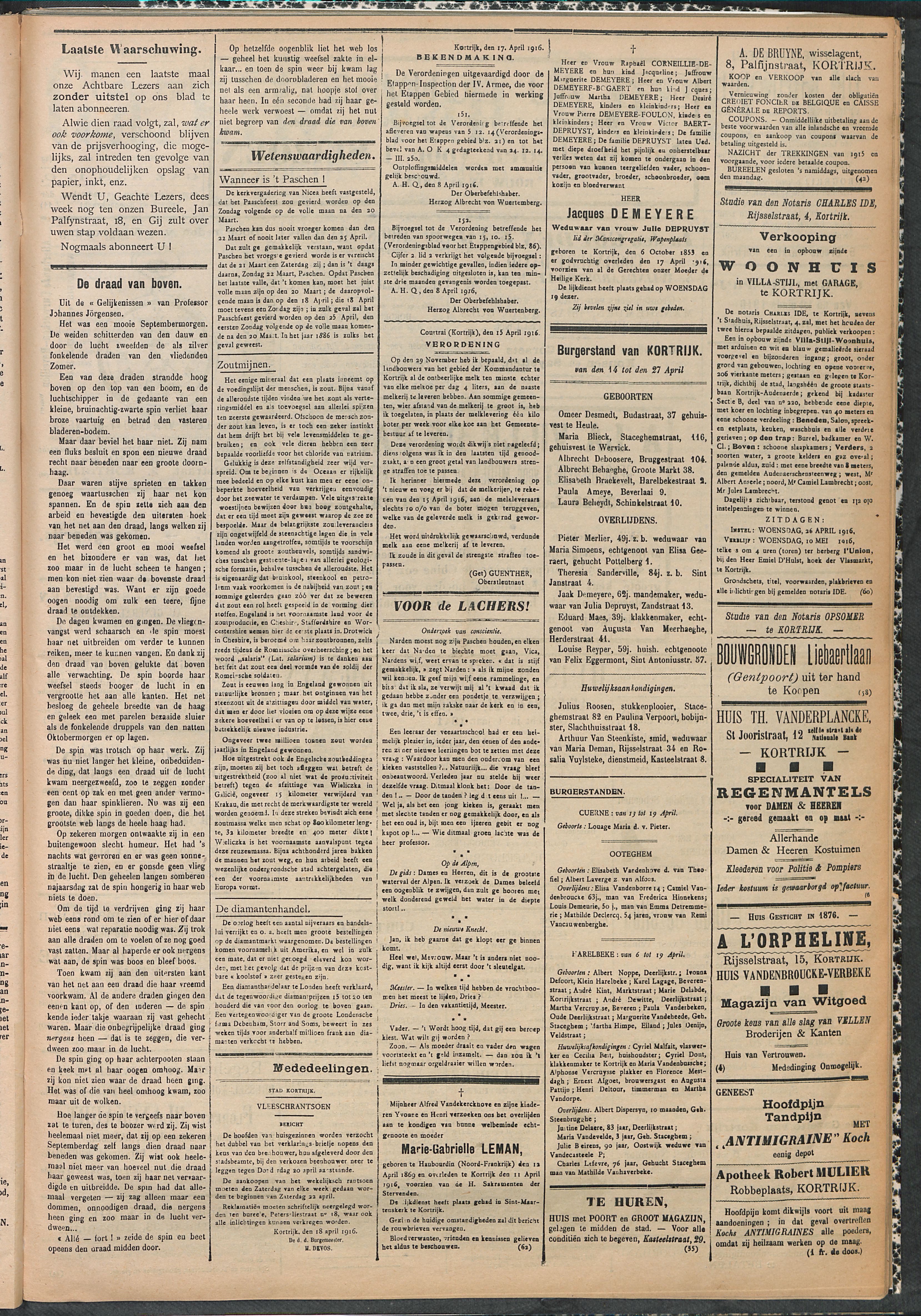 Gazette van Kortrijk 1916-04-22 p3