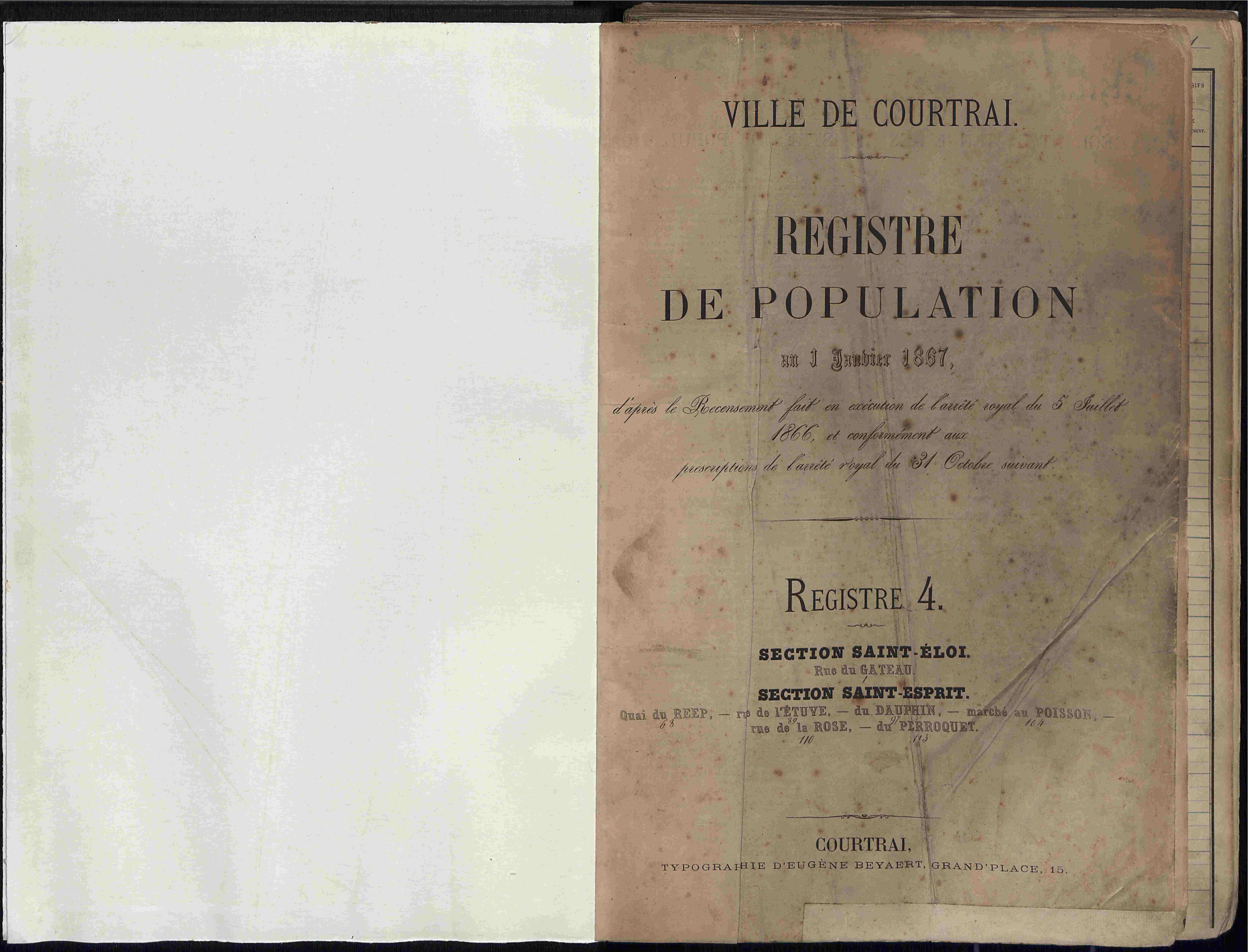 Bevolkingsregister Kortrijk 1866 boek 4