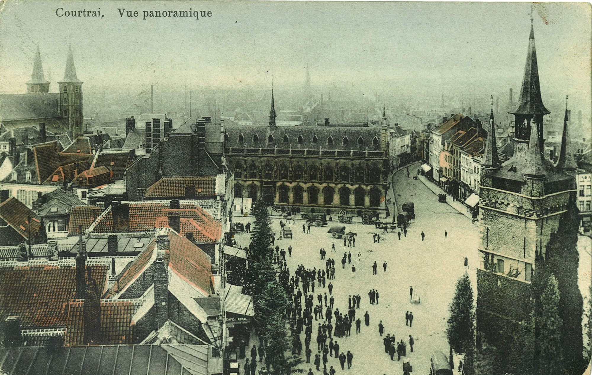 Panoramafoto van het centrum van Kortrijk