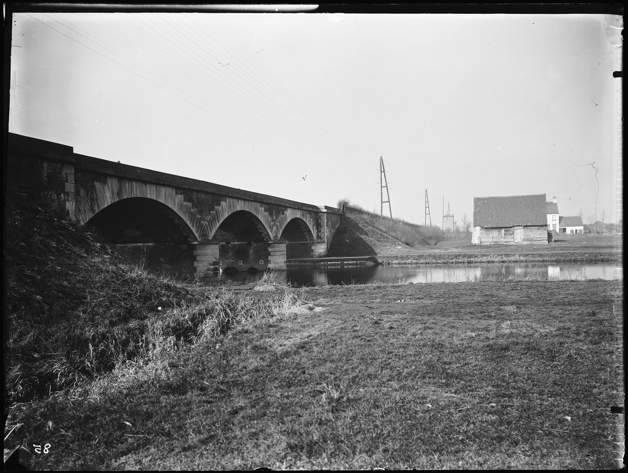 Spoorwegbrug over de Leie rond 1850