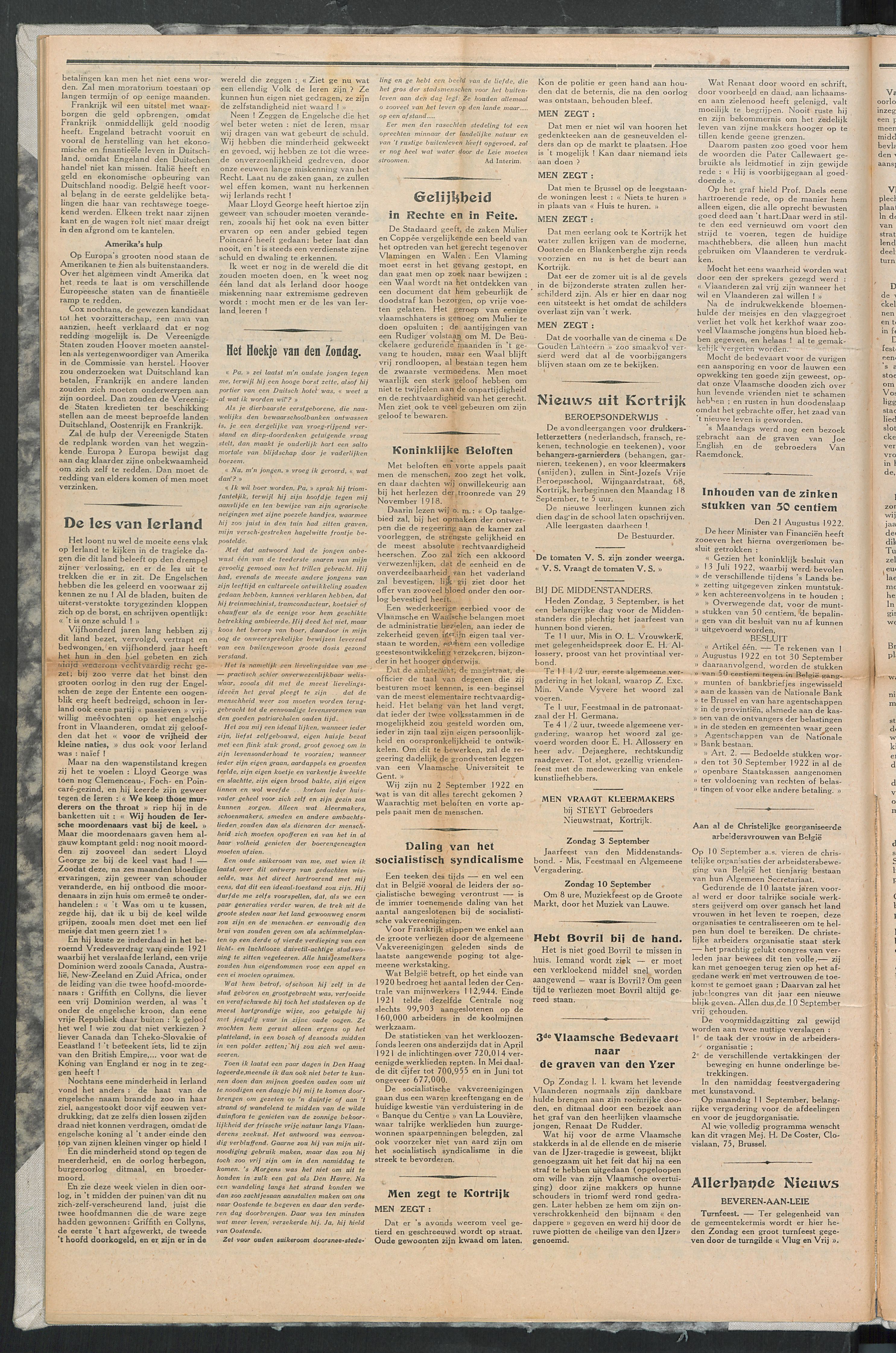 Het Kortrijksche Volk 1922-09-03 p2