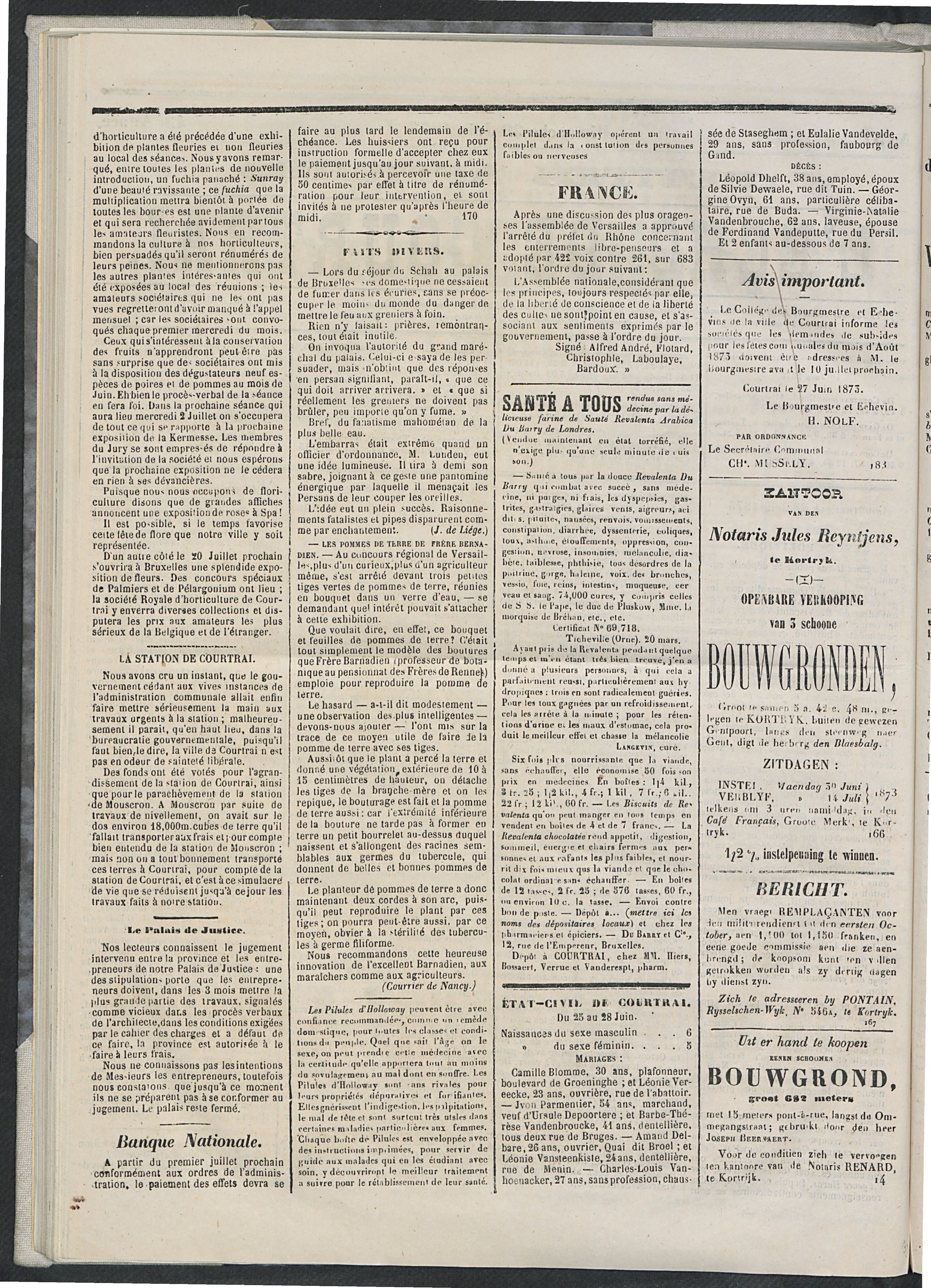 L'echo De Courtrai 1873-06-29 p2