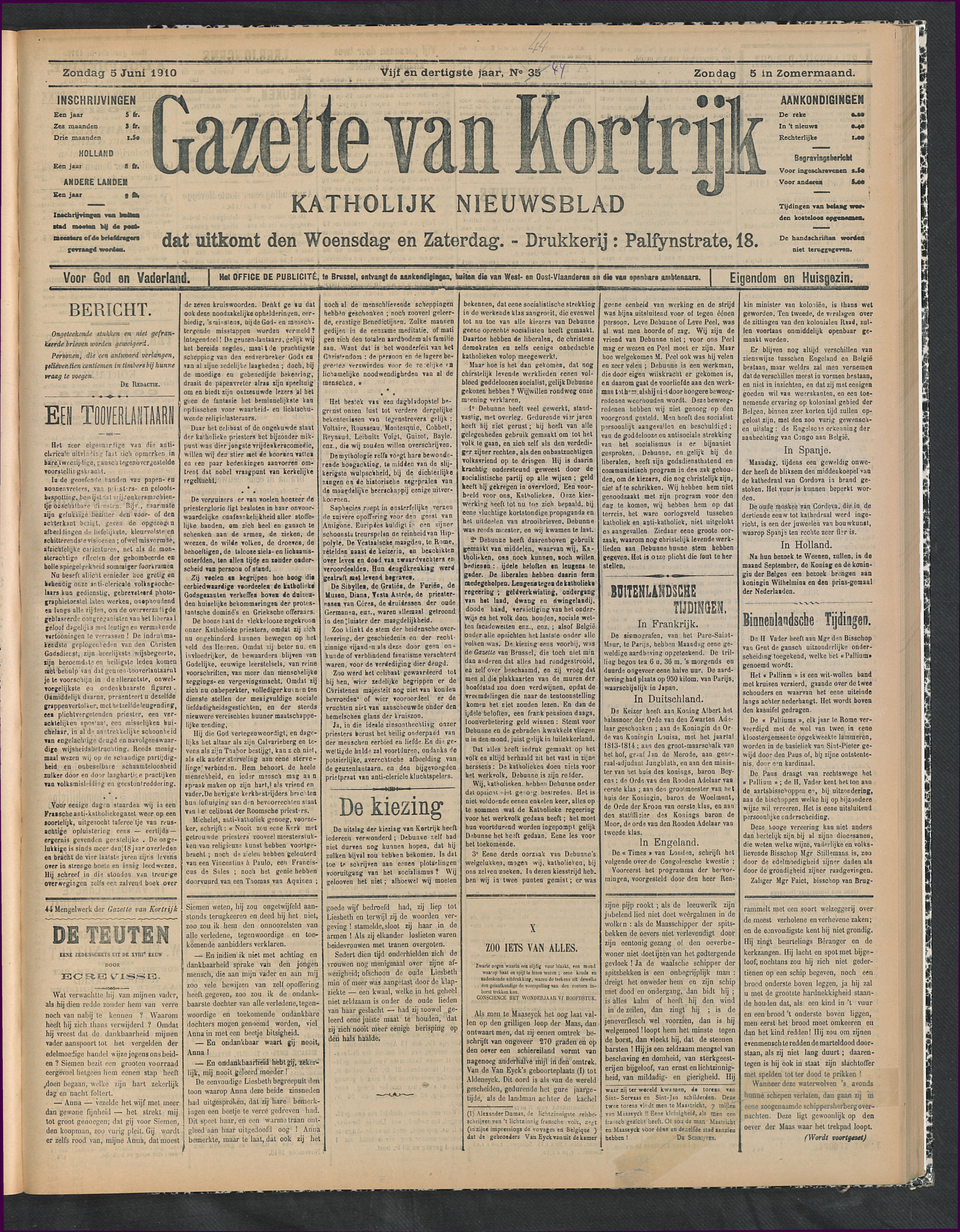 Gazette Van Kortrijk 1910-06-05 p1