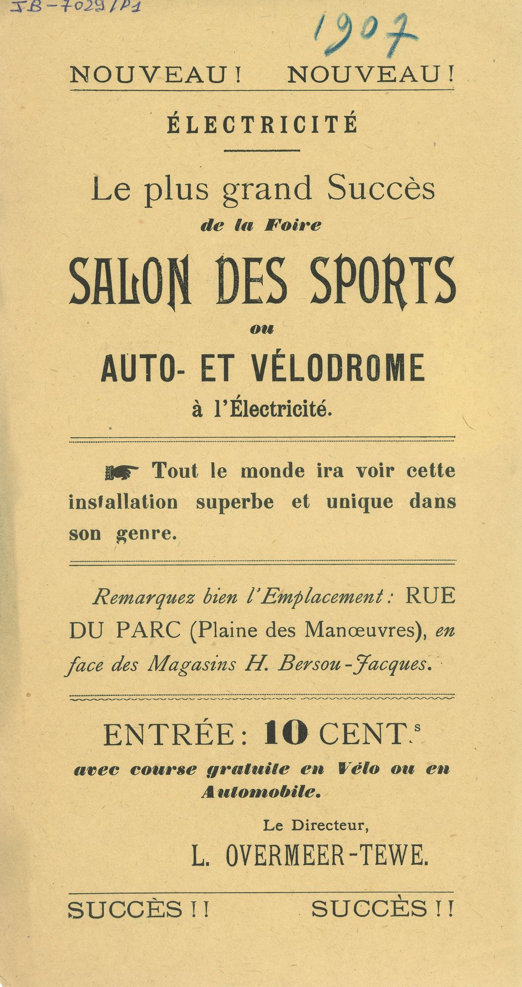 Paasfoor 1907: Salon des Sports L. Overmeer-Tewe
