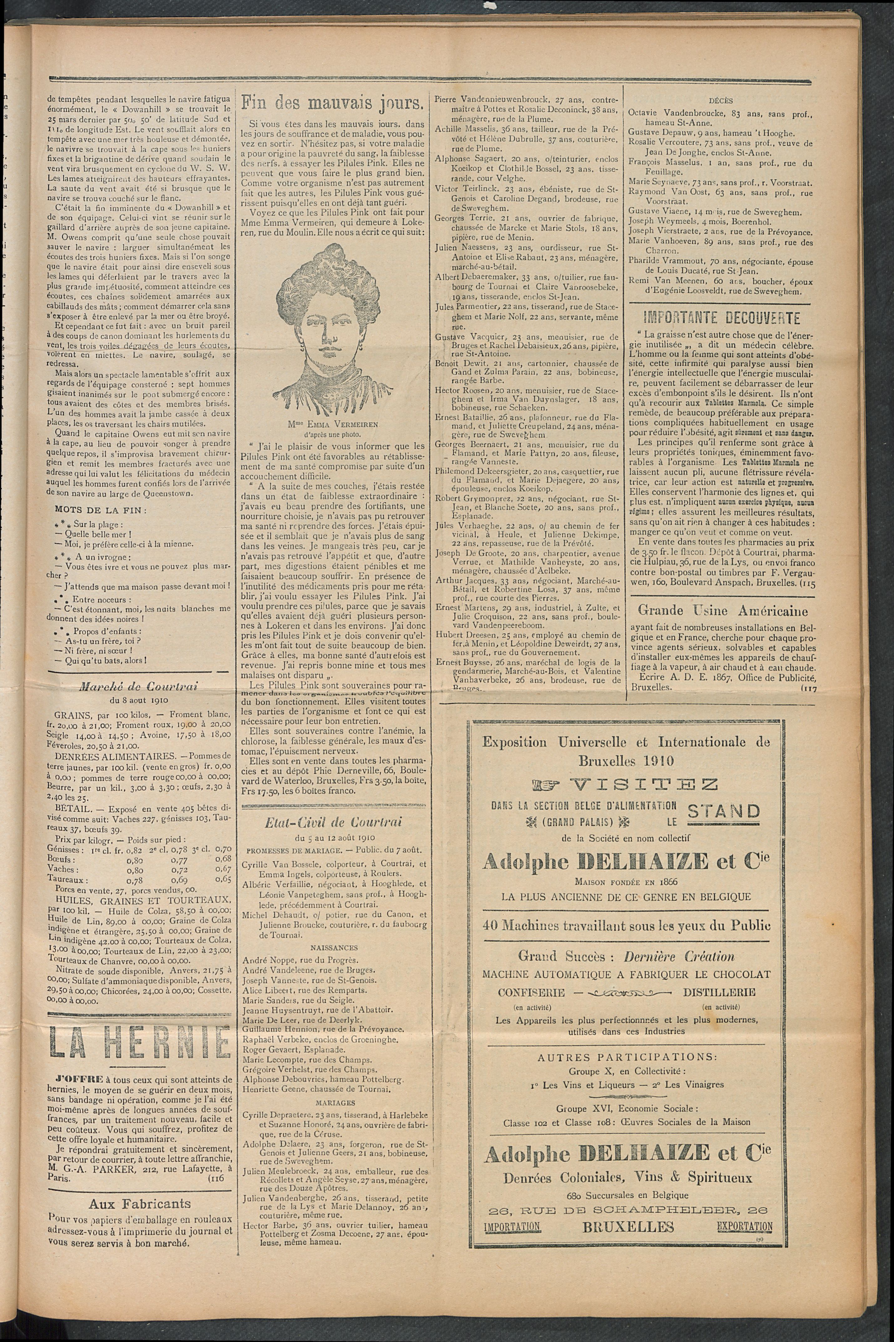 L'echo De Courtrai 1910-08-14 p3