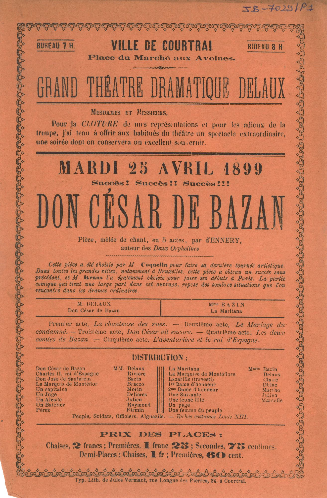 Paasfoor 1899: opvoering van "Don César de Bazan"