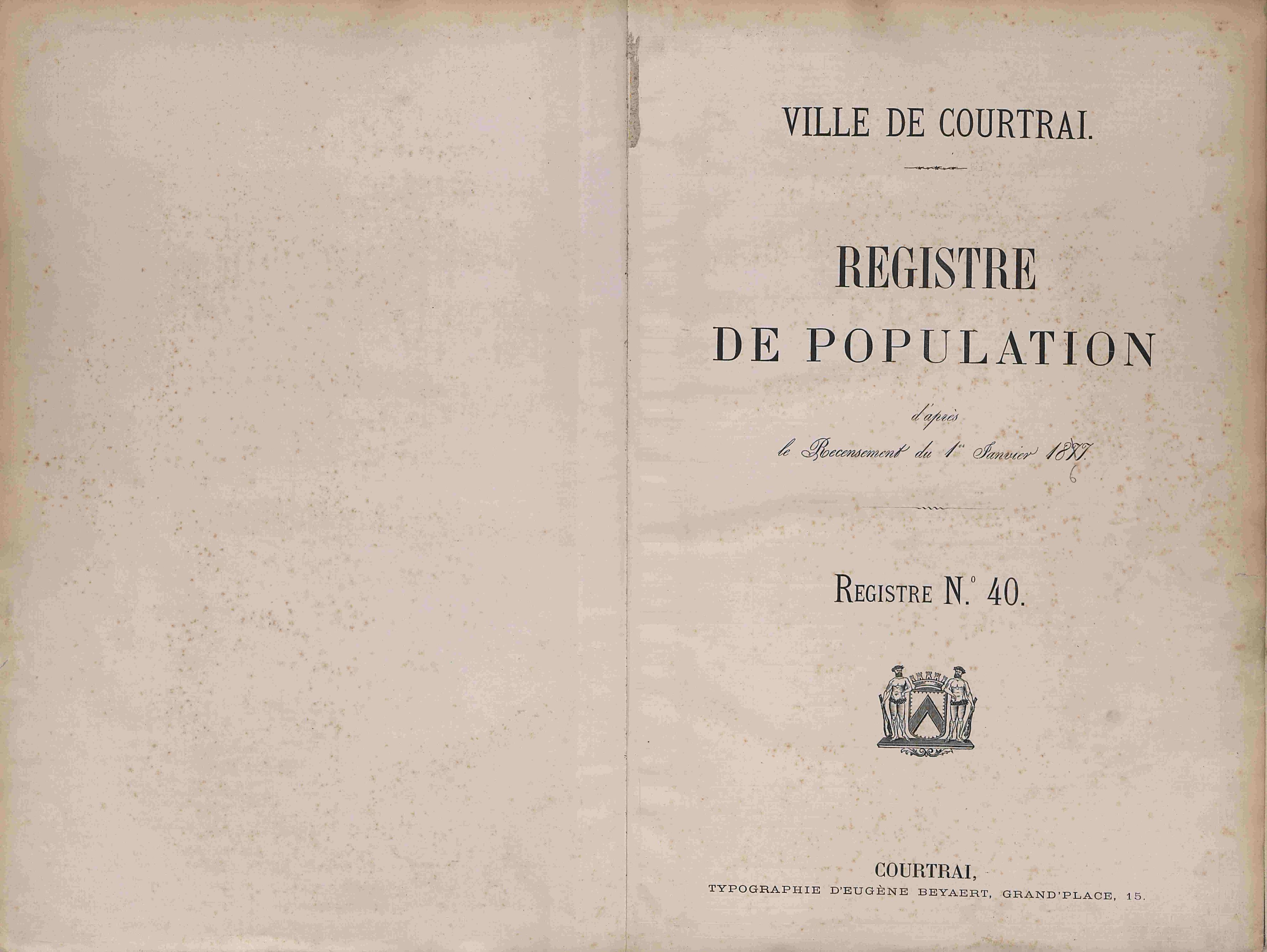 Bevolkingsregister Kortrijk 1866 boek 40