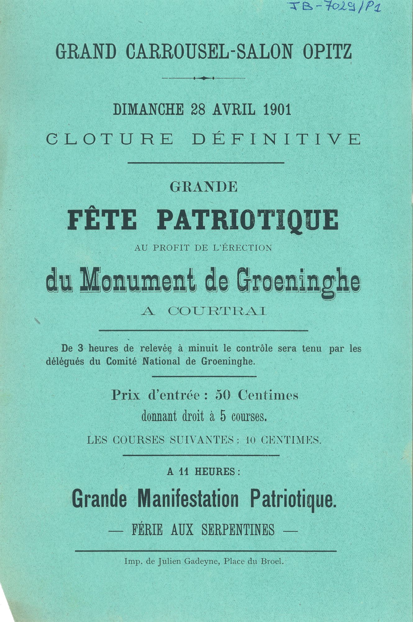 Paasfoor 1901: Grand Carrousel-Salon Opitz