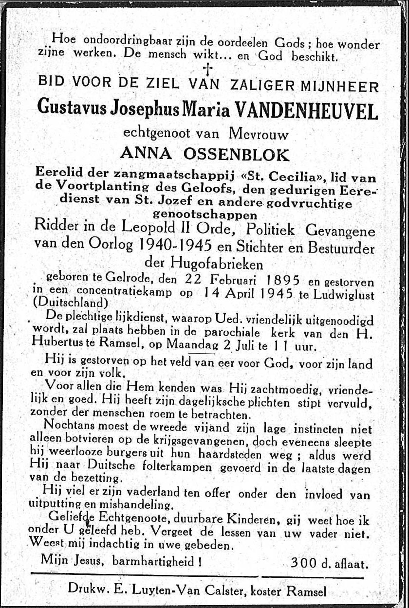 Gustavus Josephus Maria Vandenheuvel