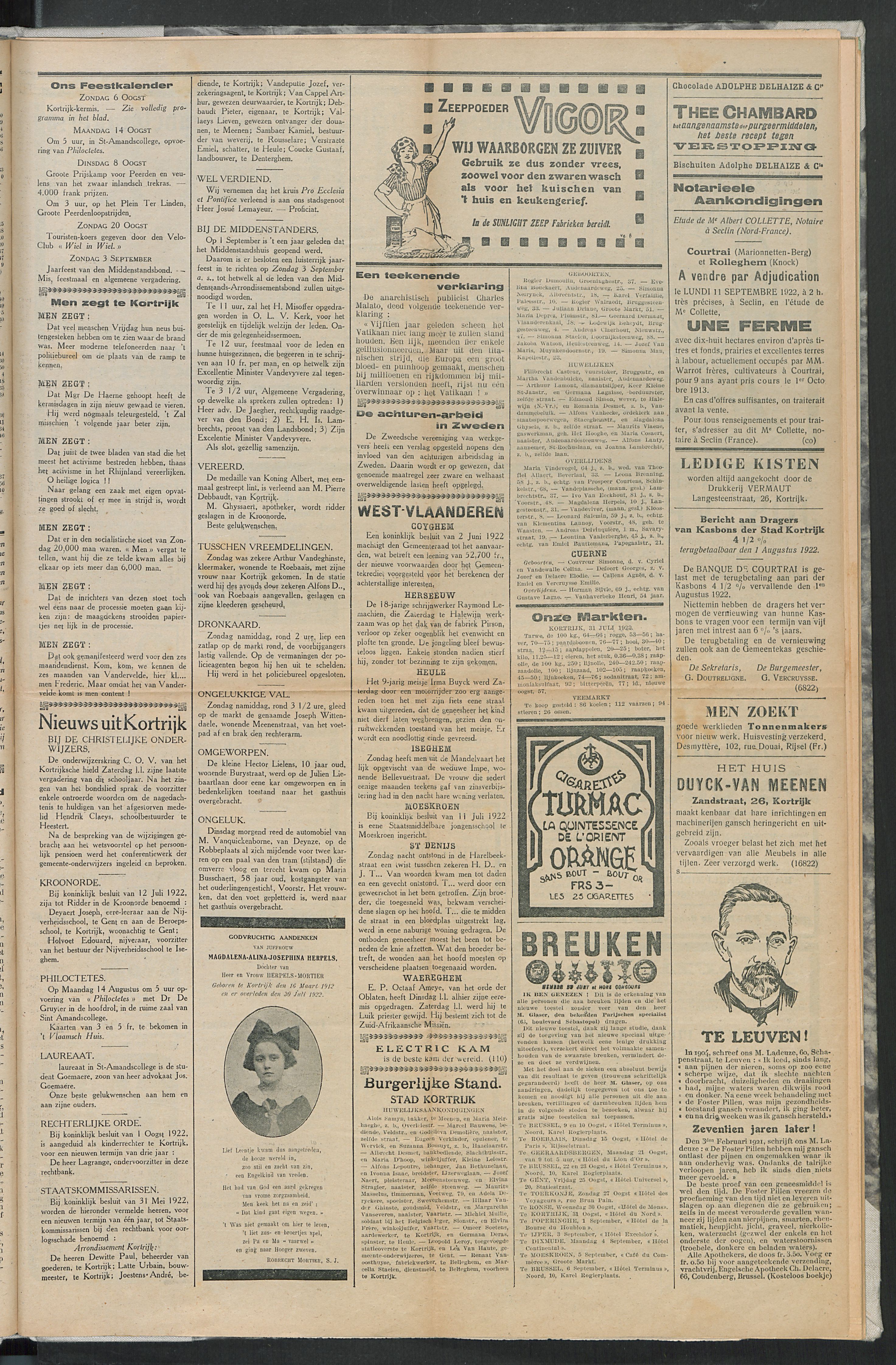 Het Kortrijksche Volk 1922-08-06 p3