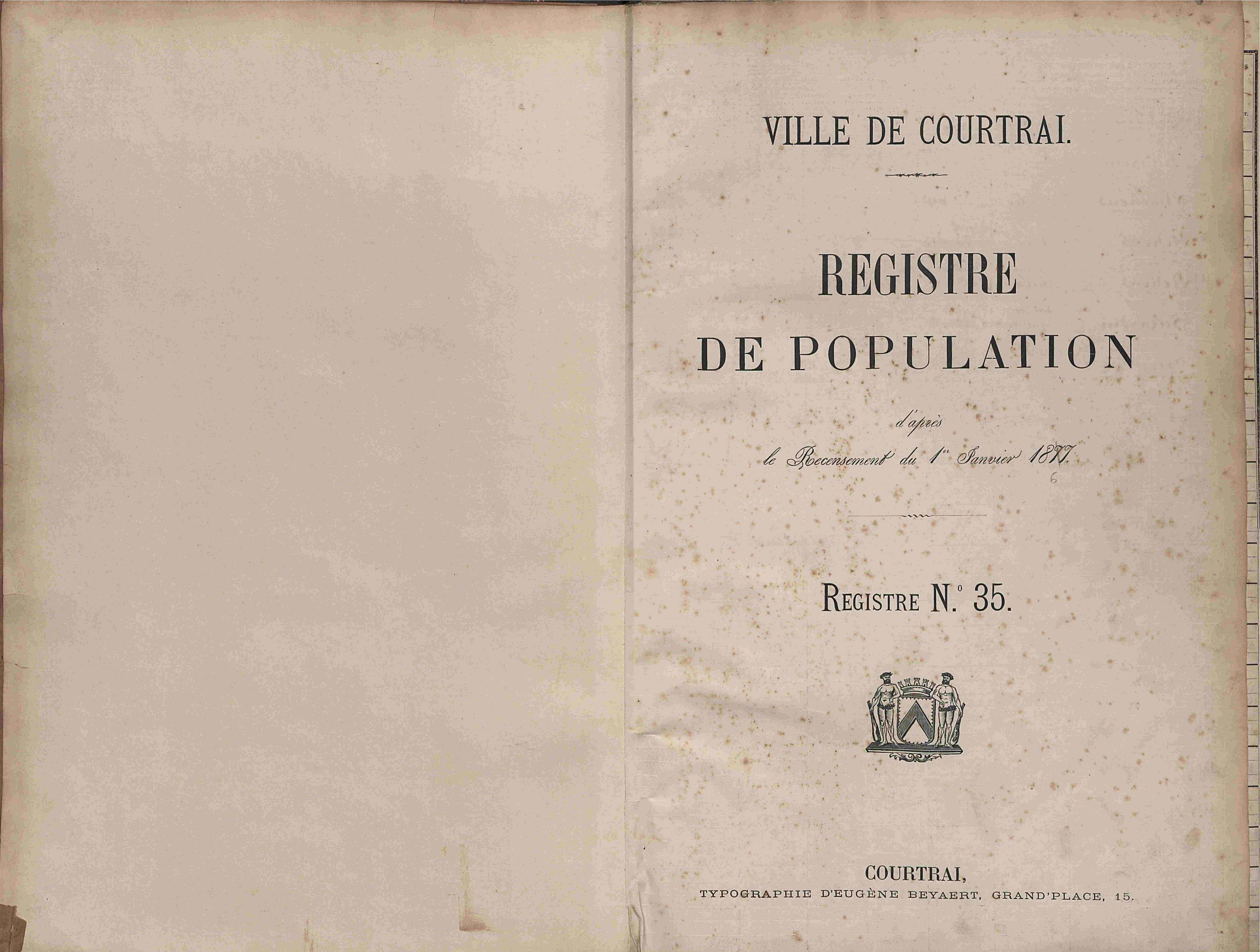 Bevolkingsregister Kortrijk 1866 boek 35
