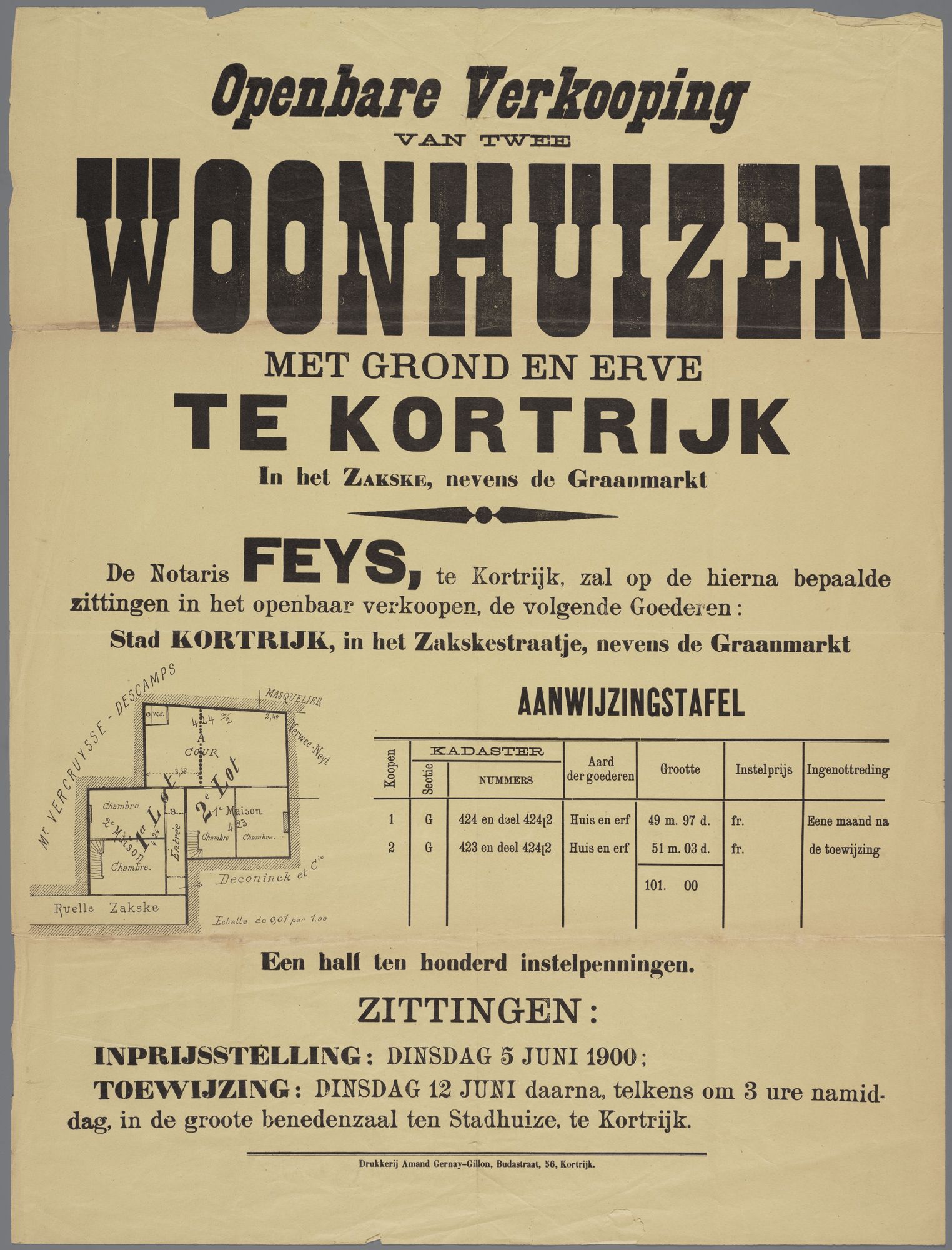 Verkoop woonhuizen te Kortrijk 1900