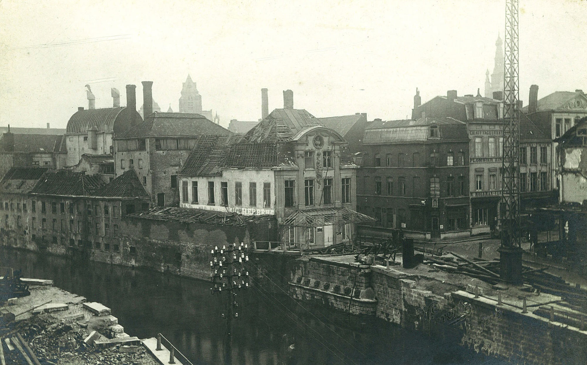 Vernieling Leiebrug in 1918