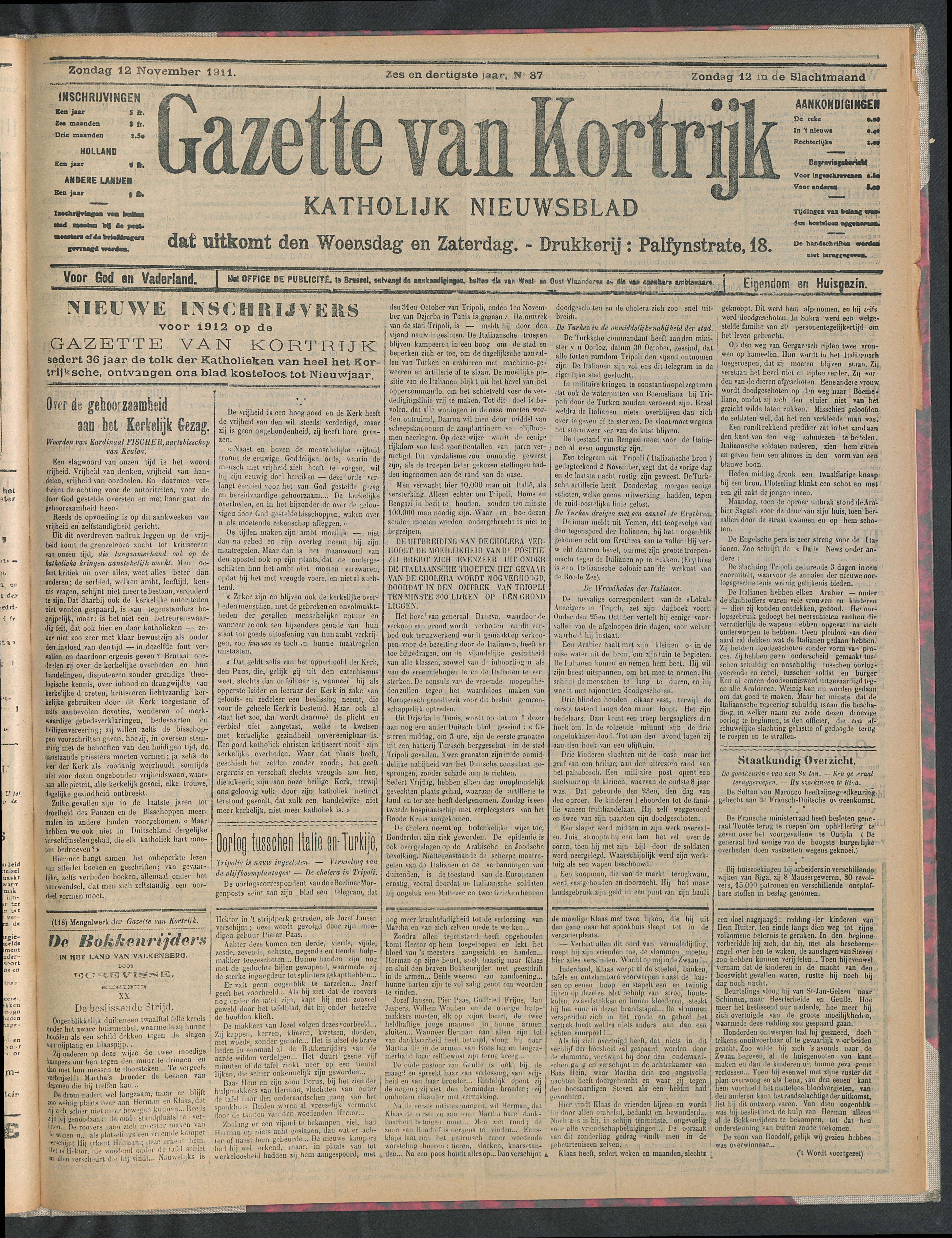 Gazette Van Kortrijk 1911-11-12 p1