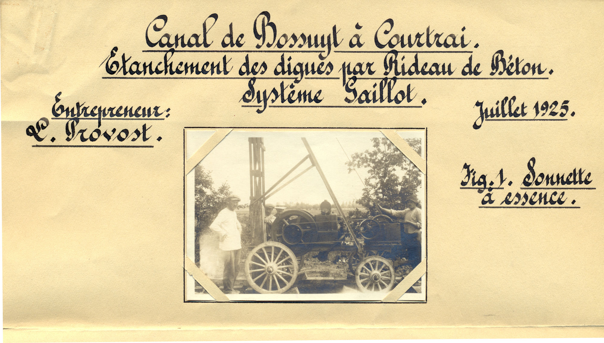 Kanaal Bossuit-Kortrijk, waterdicht maken van de dijken 1925  Kanaal Bossuit-Kortrijk, waterdicht maken van de dijken 1925  Kanaal Bossuit-Kortrijk, waterdicht maken van de dijken 1925  