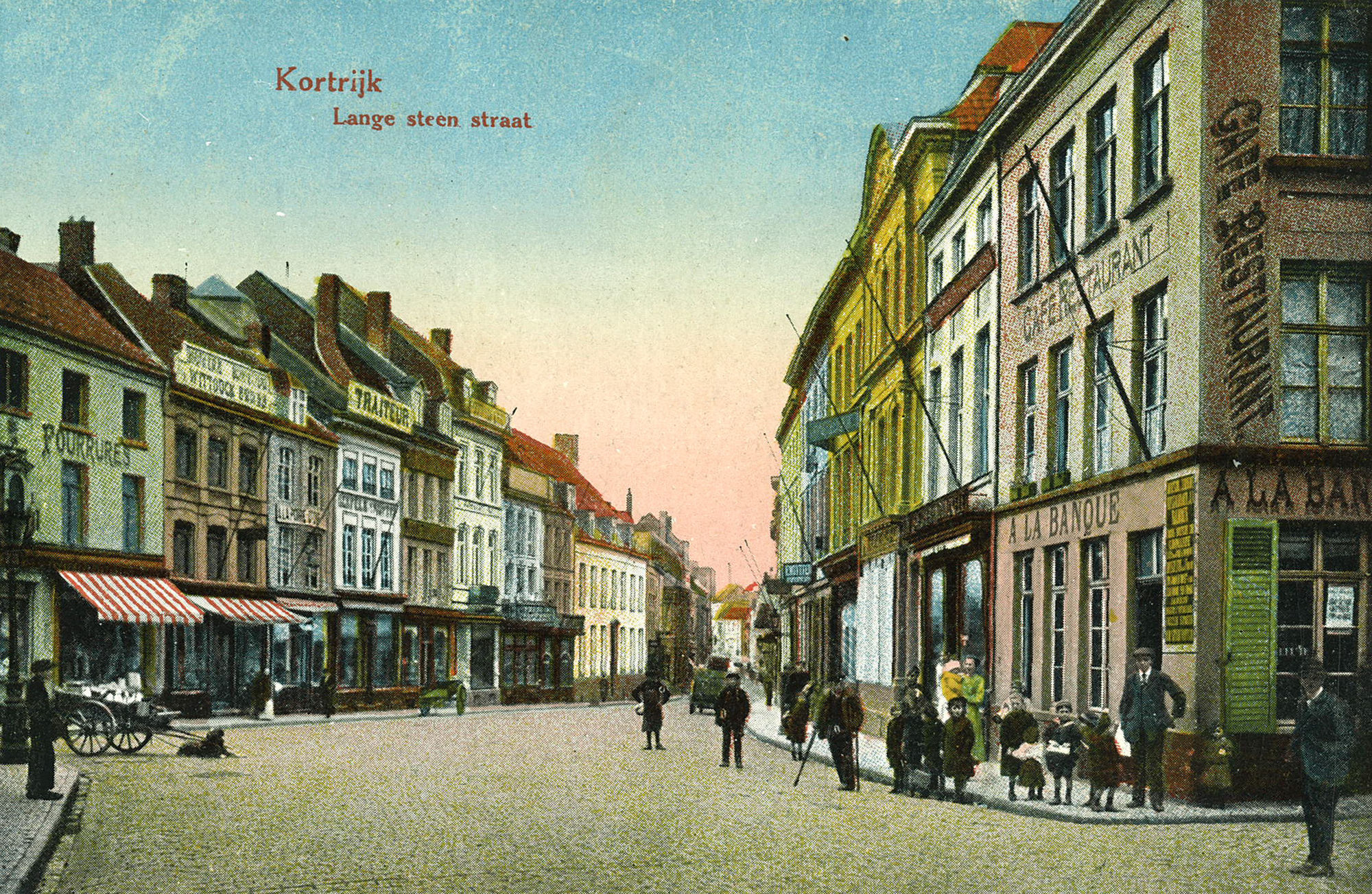 Lange Steenstraat en café A la Banque