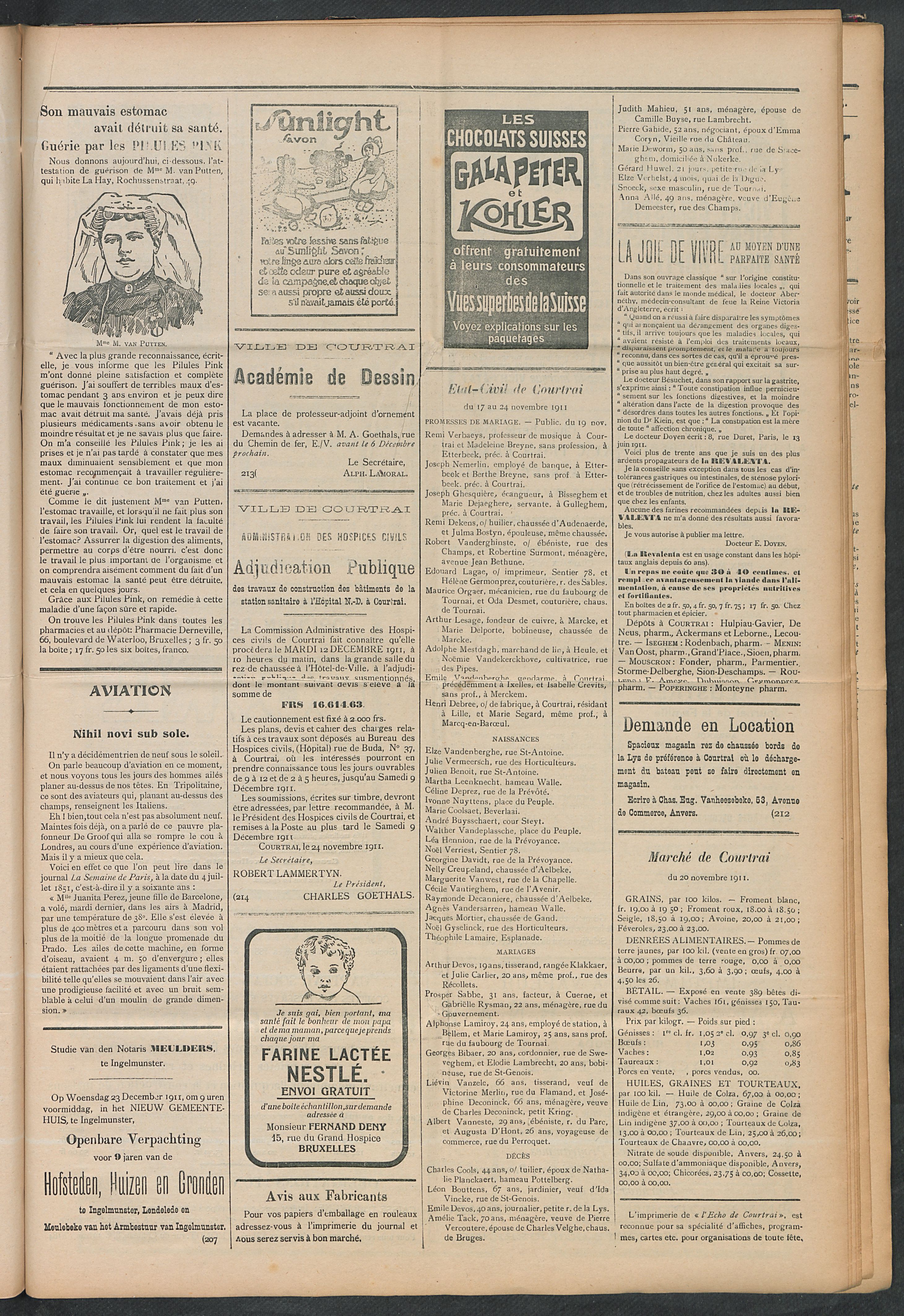 L'echo De Courtrai 1911-11-26 p3